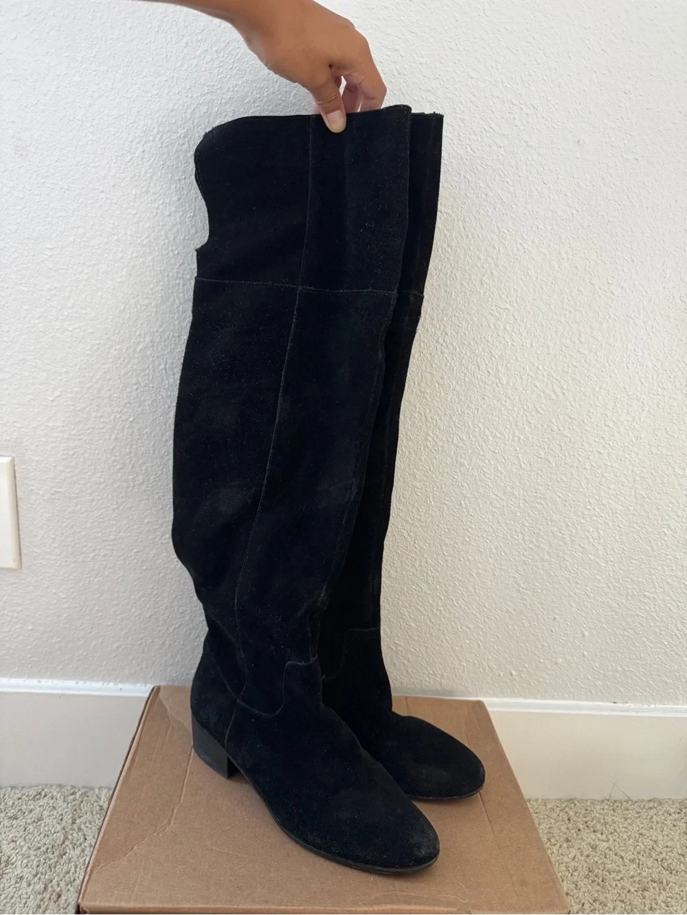 Steve Madden Black Suede Over-The-Knee Boots